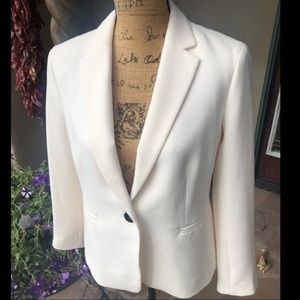 Ann Taylor One Button Blazer in White